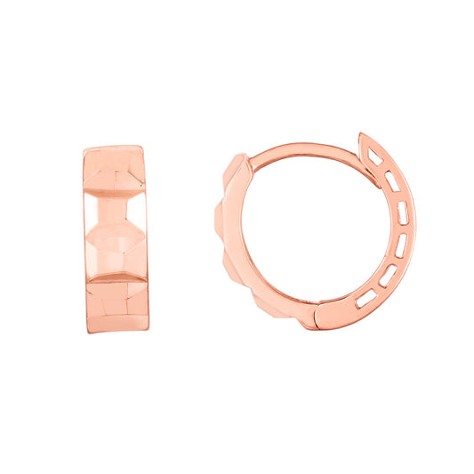 Royal Chain 14K Gold Faceted Huggie ER12006