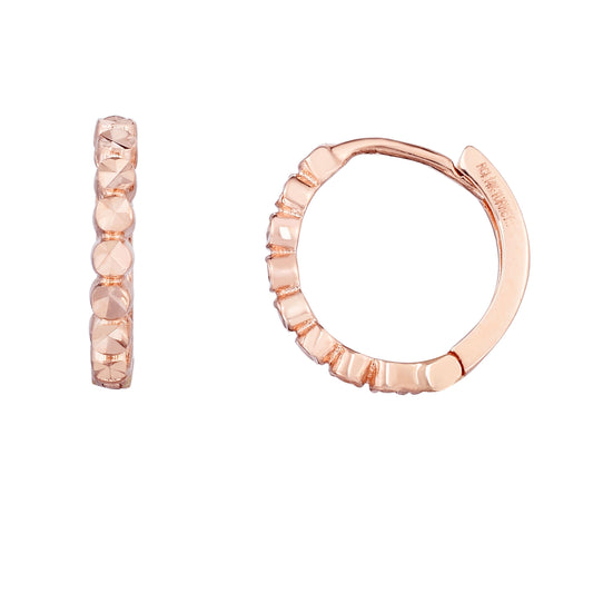 Royal Chain 14K Gold Round Diamond Cut Huggie Earring ER8635