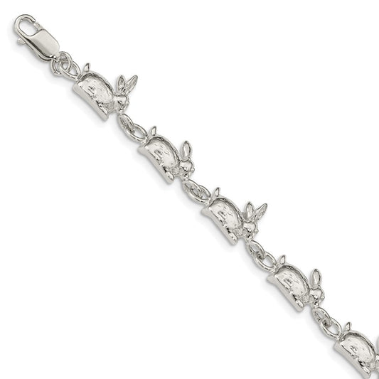 Sterling Silver Rabbits Bracelet QA4-7