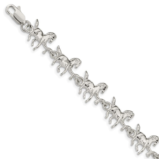 Sterling Silver Horses Bracelet QA5-7