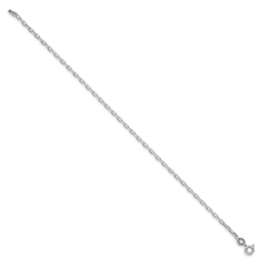 Sterling Silver Rhodium-plated 2.2mm Diamond-cut Long Link Cable Chain QAR060R-8
