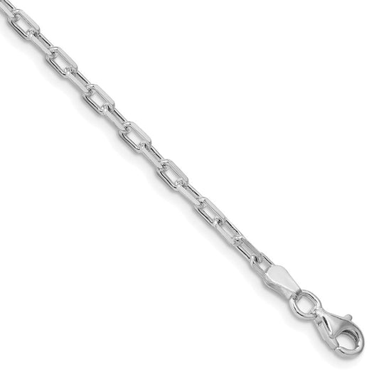 Sterling Silver Rhodium-plated 2.9mm Diamond-cut Long Link Cable Chain QAR080R-8