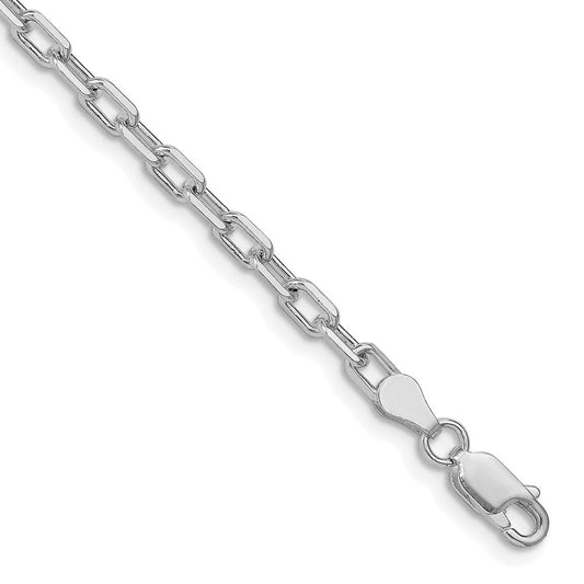 Sterling Silver Rhodium-plated 3.75mm Diamond-cut Long Link Cable Chain QAR100R-8