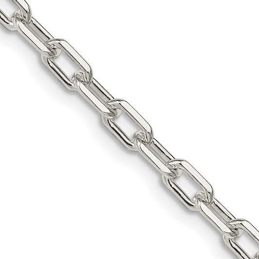 Sterling Silver Rhodium-plated 4.5mm Diamond-cut Long Link Cable Chain QAR120