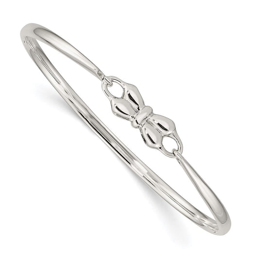 Sterling Silver Polished Bow Baby Bangle Bracelet QB1056