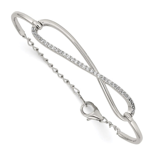 Sterling Shimmer Sterling Silver Rhodium-plated 33 Stone CZ Infinity Symbol Bracelet QB1064