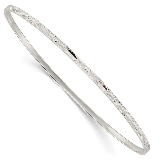 Sterling Silver Diamond Cut Slip-on Bangle QB1085