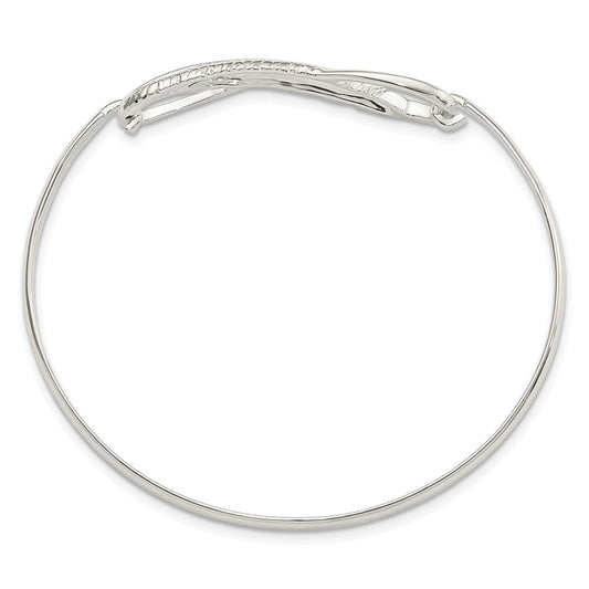 Sterling Silver Infinity w/Feather Bangle Bracelet QB1139