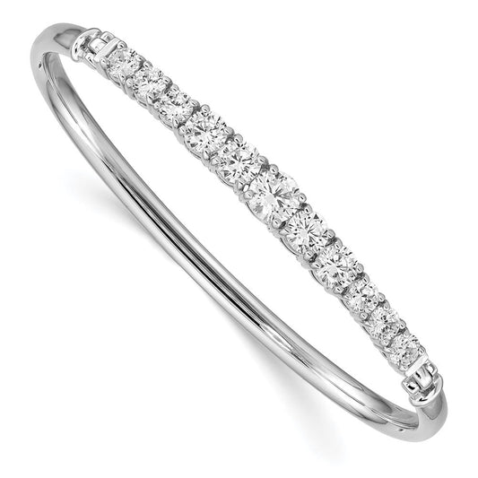 Sterling Silver Rhodium-plated Graduated CZ Hinged Bangle QB1280
