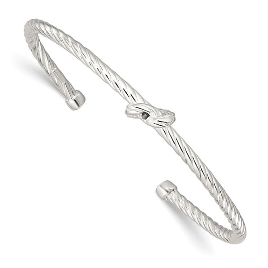 Sterling Silver Twisted Knot Cuff Bangle QB1462