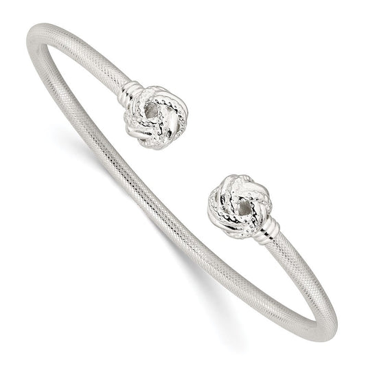 Sterling Silver Textured Love Knot Cuff Bangle QB1463