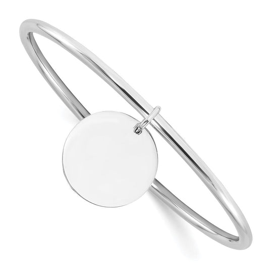 Sterling Silver Rhodium-plated w/Disc Dangle Slip on Bangle QB1483