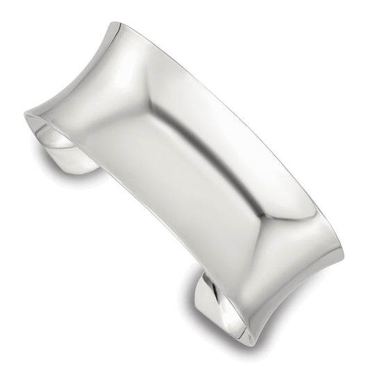 Sterling Silver Polished 25mm Concave Cuff Bangle QB1560