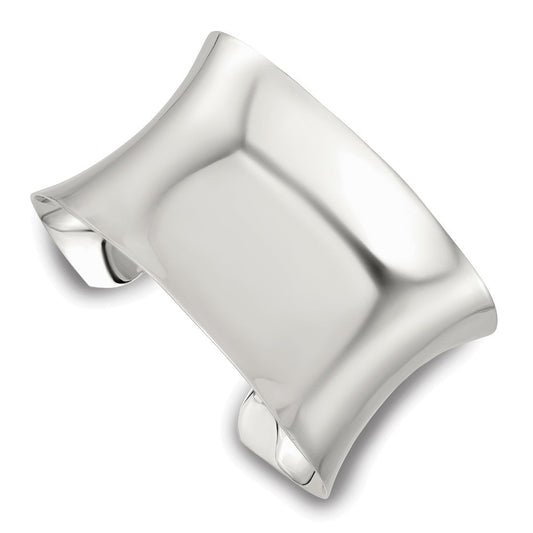 Sterling Silver Polished 40mm Concave Cuff Bangle QB1562