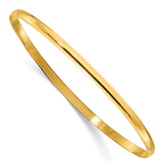 Sterling Silver Gold-tone 3mm Polished Plain Slip-On Bangle Bracelet QB236GP