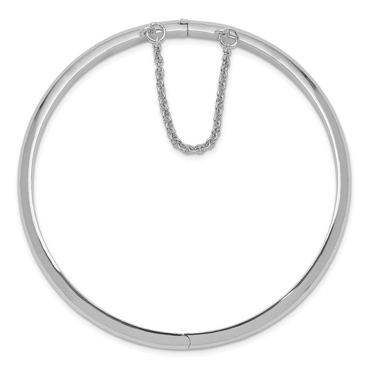 Sterling Silver Rhodium-plated 5mm w/Chain Hinged Bangle QB41