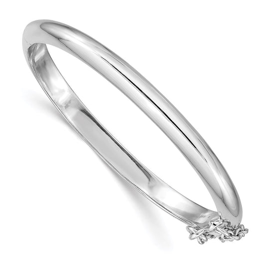 Sterling Silver RH-plated Polished 4mm w/ Safety Hinged Children's Bangle QB777