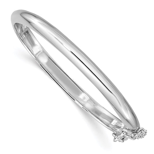 Sterling Silver RH-plated Polished 4mm w/ Safety Hinged Children's Bangle QB778