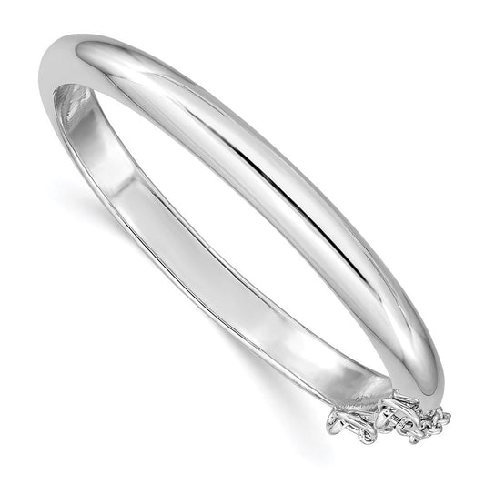 Sterling Silver RH-plated Polished 5mm w/ Safety Hinged Children's Bangle QB779