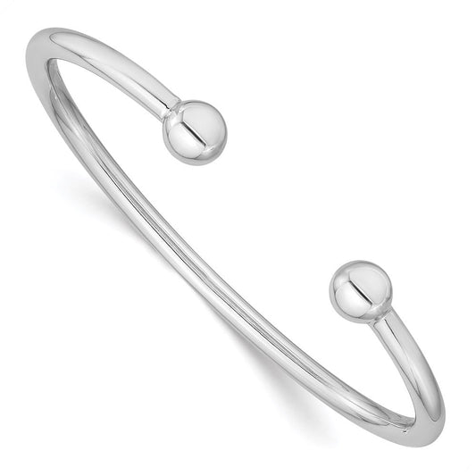 Sterling Silver Rhodium-plated Polished 3mm Children's Cuff Bangle QB835