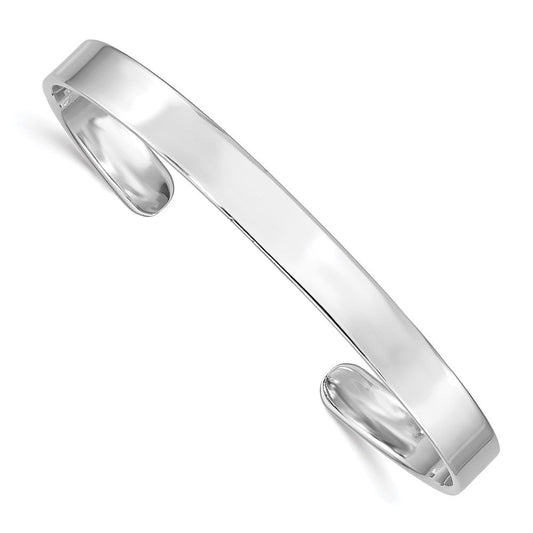 Sterling Silver Rhodium-plated Polished 6mm Children's Cuff Bangle QB878