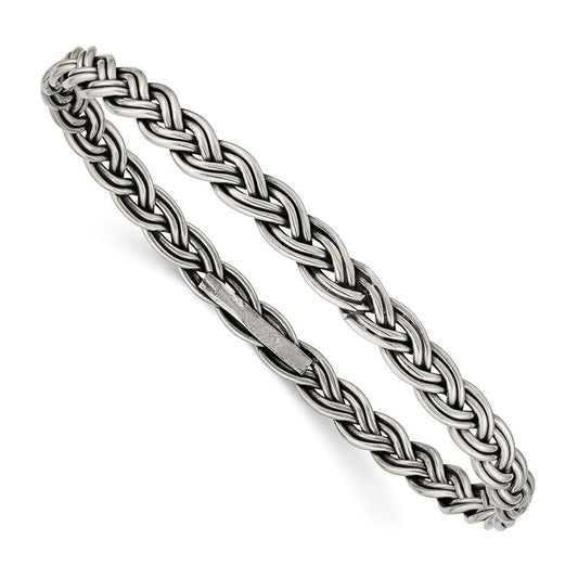 Sterling Silver Antiqued 5.25mm Slip-on Bangle QB930
