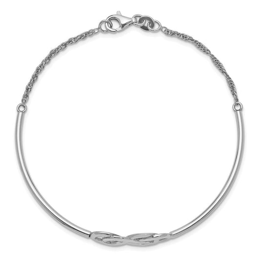 Sterling Silver Rhodium-plated Double Infinity Symbol Bangle Bracelet QB939