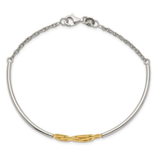 Sterling Silver Flash Gold Double Infinity Symbol Bangle Bracelet QB940