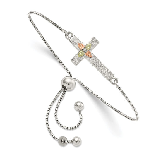 Landstrom's Mt. Rushmore Black Hills Sterling Silver 12k Accents Landstrom's Mt. Rushmore Black Hills Gold Cross Adjustable Bracelet QBH278