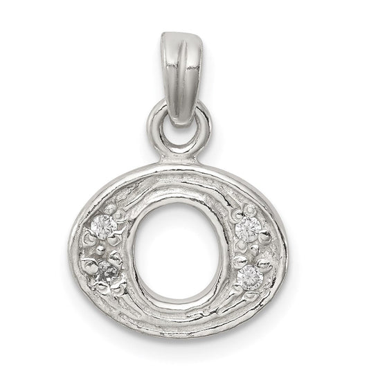 Sterling Silver CZ Letter O Initial Pendant QC6717O