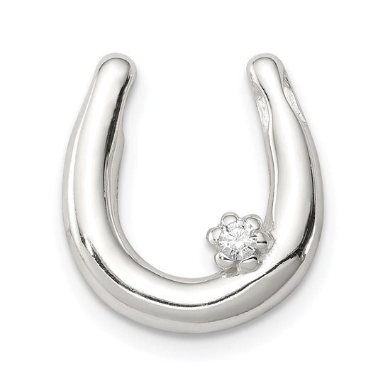 Sterling Silver CZ Horseshoe Pendant QC7617