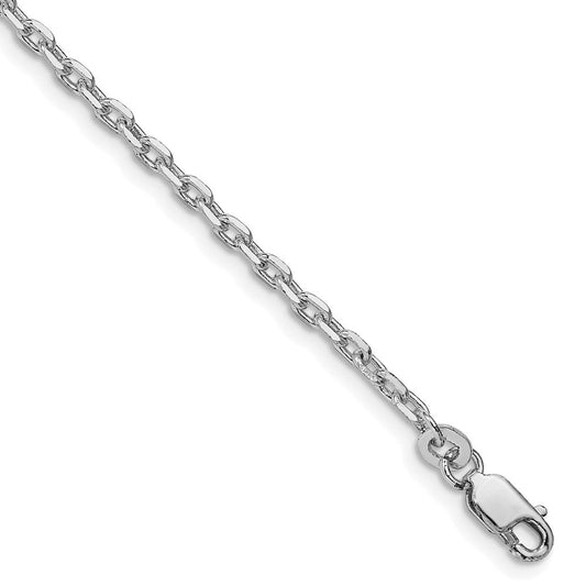Sterling Silver Rhodium-plated 2.75mm Beveled Oval Cable Chain QCA080R-8