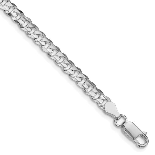 Sterling Silver Rhodium-plated 4.5mm Concave Beveled Curb Chain QCBC120R-8
