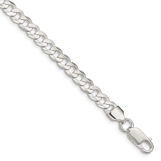 Sterling Silver 5.65mm Concave Beveled Curb Chain QCBC150-8
