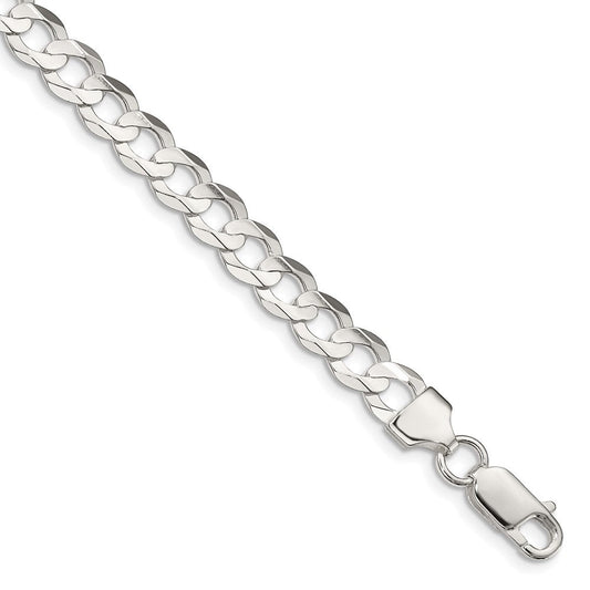 Sterling Silver 6.75mm Concave Beveled Curb Chain QCBC180-8