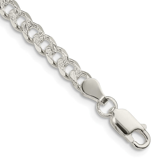 Sterling Silver 4.5mm Pav������������������������������������������������������ Curb Chain QCF120-8