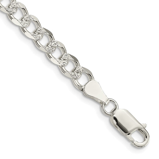 Sterling Silver 5.5mm Pav������������������ Curb Chain QCF150-8