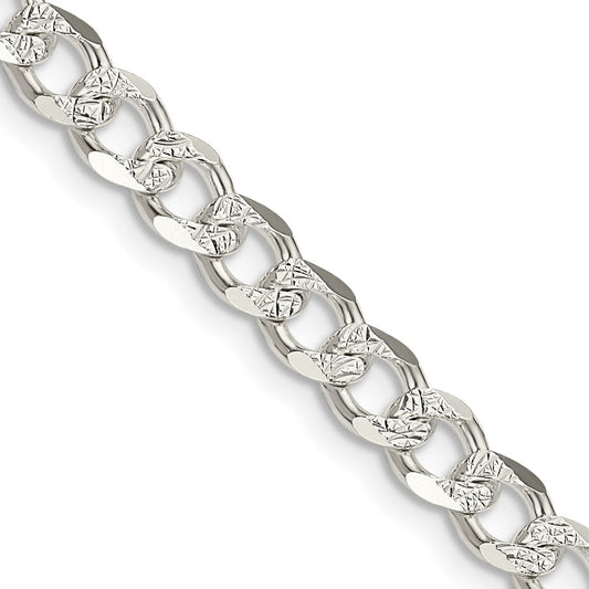 Sterling Silver 5.5mm Pav������������������������������������������������������ Curb ChainQCF150