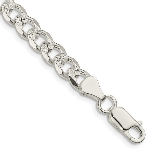 Sterling Silver 7mm Pav������������������ Curb Chain QCF180-8