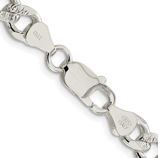 Sterling Silver Rhodium-plated 7.5mm Pave Curb ChainQCF200R