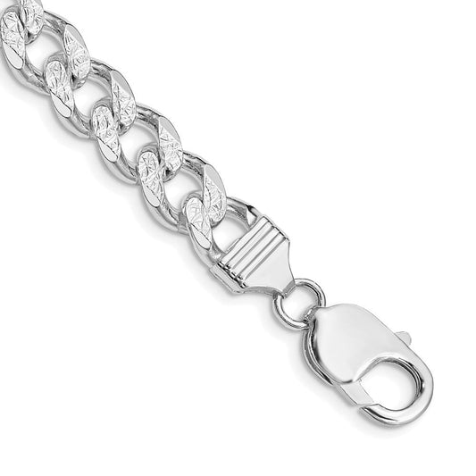 Sterling Silver Rhodium-plated 9.3mm Pav������������������������������������������������������ Curb Chain QCF250R-8