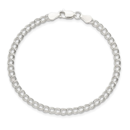 Sterling Silver 3.5mm Solid Double Link Charm Child's Bracelet QCH050-7