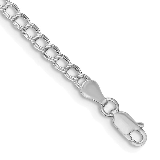 Sterling Silver RH-plated 3.5mm Solid Double Link Charm Child's Bracelet QCH050R-7