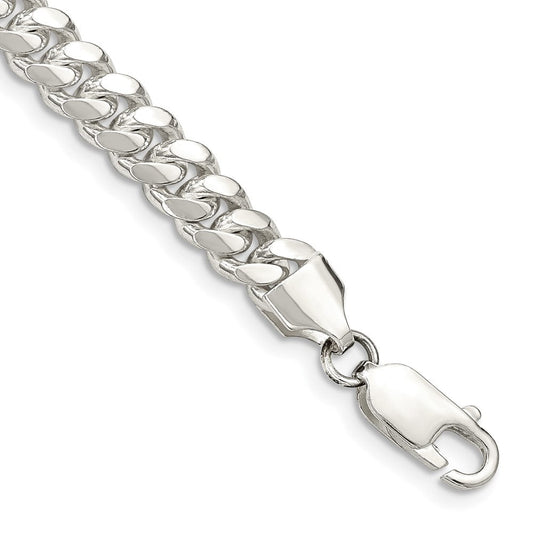 Sterling Silver 6.4mm Polished Domed Curb Chain QDB180-8