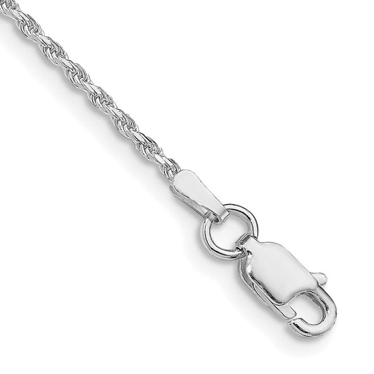 Sterling Silver Rhodium-plated 1.5mm Diamond-cut Rope Chain QDC020R-8
