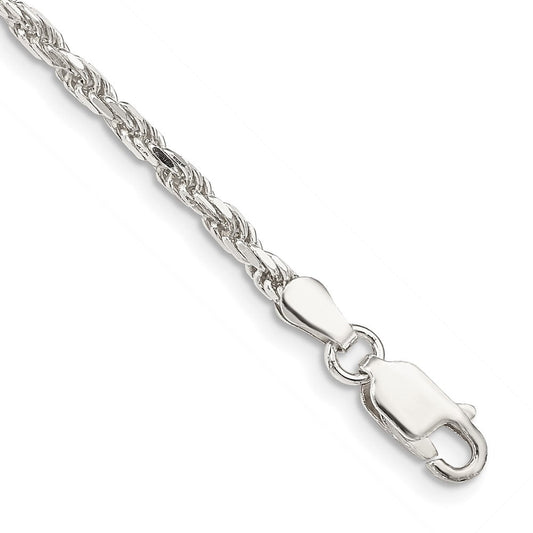 Sterling Silver 2.5mm Diamond-cut Rope Chain QDC055-8