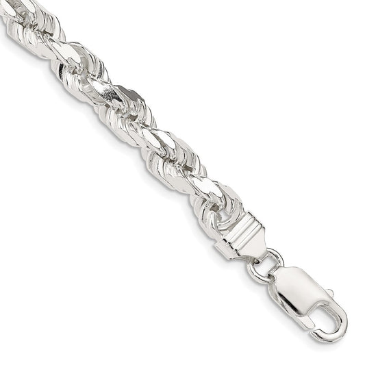 Sterling Silver 6.5mm Diamond-cut Rope Chain QDC140-8