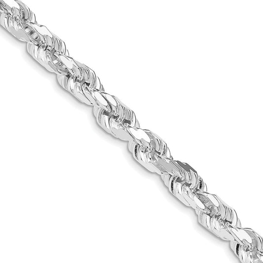 Sterling Silver Rhodium-plated 6.5mm Diamond-cut Rope ChainQDC140R