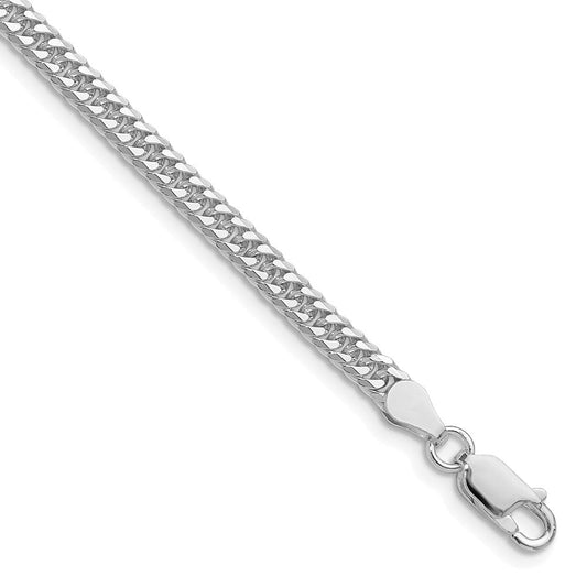 Sterling Silver Rhodium-plated 3.9mm Double Diamond-cut Curb Chain QDD080R-8