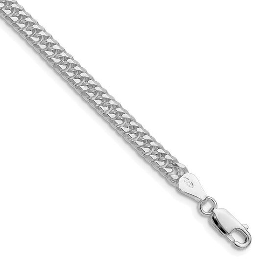 Sterling Silver Rhodium-plated 4.8mm Double Diamond-cut Curb Chain QDD100R-8